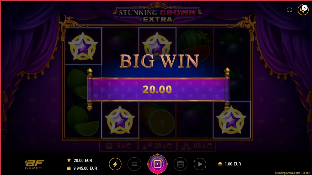 Tampilan visual slot Stunning Crown Extra dengan simbol mahkota dan permata
